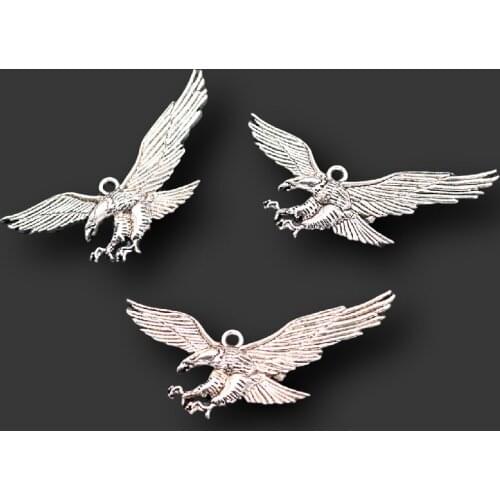 8pcs Silver Plated Flying Eagle Charm Retro Necklace Earrings Pendant DIY Metal Jewelry Handicraft Accessories 51*18mm A769