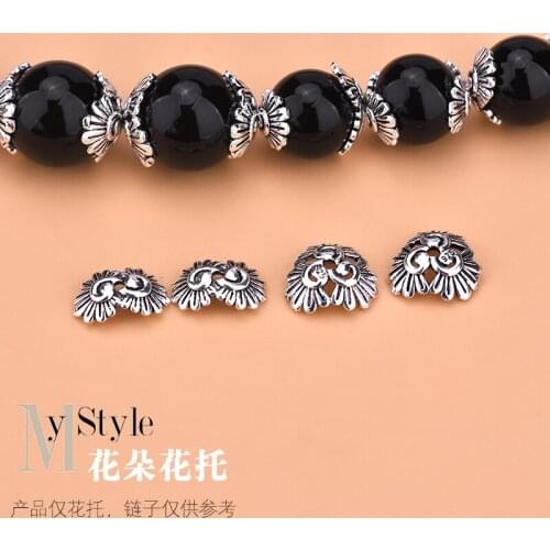 925 Sterling Silver 2 flowers 3 flowers separated beads separated beads flower holder Vintage Hand Woven jewelry DIY accessories