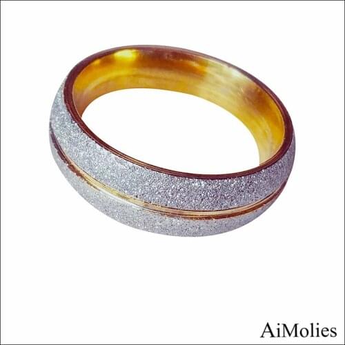 AiMoLies Never fade Frosted Titanium Steel Sweethearts Ring A0001