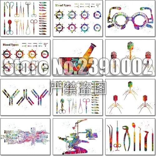 Watercolor 5d Diy Diamond Painting Cross Stitch Diamond Embroidery Mosaic Medical Full Rhinestone Gift Home Decor Wall Stickers