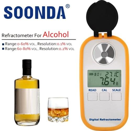2-in-1 Autorefractometer 0~80%VOL Alcoholmeter For Alcohol Concentration Refractometer Hydrometer For Wine Making Spirits Tester