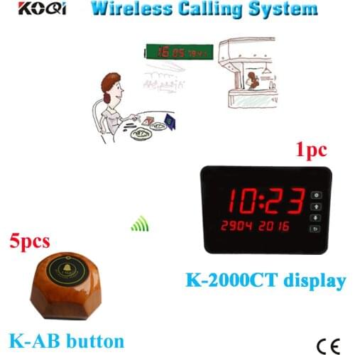 Wireless Service Calling System 433.92Mhz for Hotel Coffee Restaurant with 5pcs Coaster button and touch screen