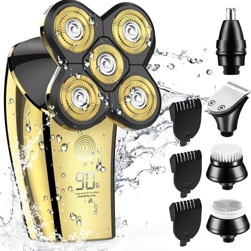 Electric Shaver for Men,5 in 1Head Shavers for Bald Men Wet and Dry Waterproof Electric Razor for Men Cordless Rechargeable