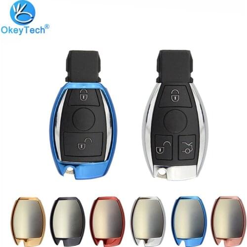 OkeyTech TPU Car Key Case For Benz Smart Key 3 Button Skin Protection Cover Fob Bag Holder For Mercedes Benz Car Accessories