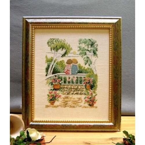 Afternoon of a good friend 31-39 Linen color fabric Counted Cross Stitch Cross Stitch Kits Embroidery Needlework Sets