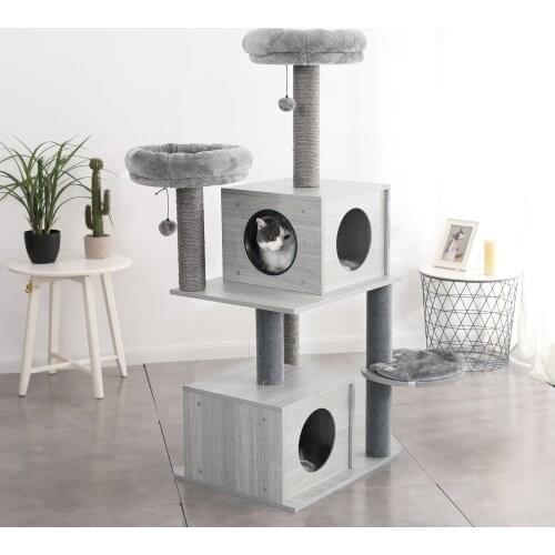 K-star Domestic Pet Cat Tree Tower Condo House Scratcher Post Toy For Cat Kitten Cat Jumping Toy With Ladder Playing Tree