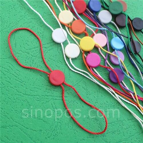 Double Plugs Colored Hangtag String, sealtag dual loops side buckel loop lock round core fasteners price tag label thread cord