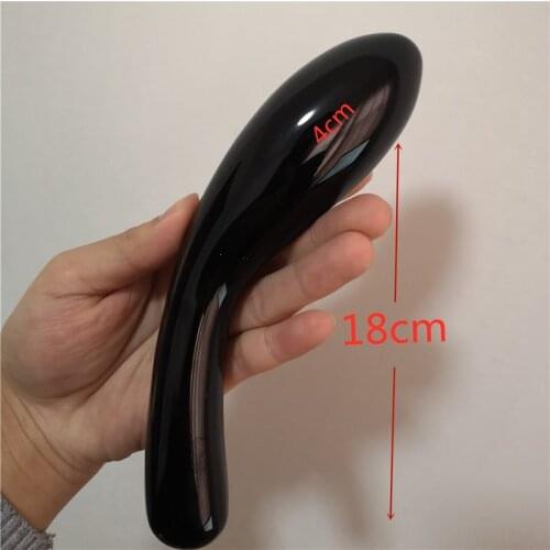 18cm Black Obsidian Yoni Bend Wand Feminine Hygiene Product Crystal Magic Massager for Women Kegel Exercise Vaginal Tighting