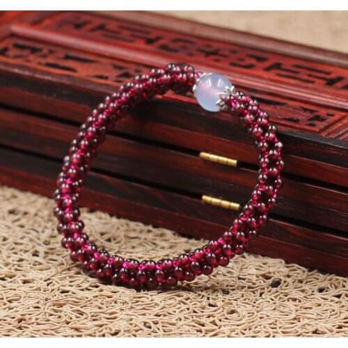 Garnet round red and amethyst pink quartz bracelet wholesale beads nature handcraft