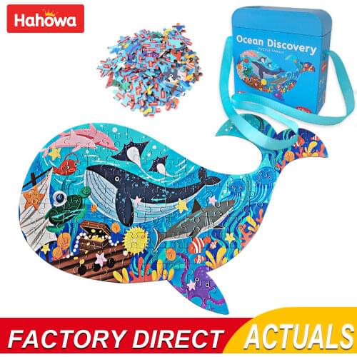 Hahowa Animal Shapes Puzzle Dinosaurs Whale London Bus Big Chirdren Jigsaw Puzzles Cartoon Educational Games Toys Gifts For Kids