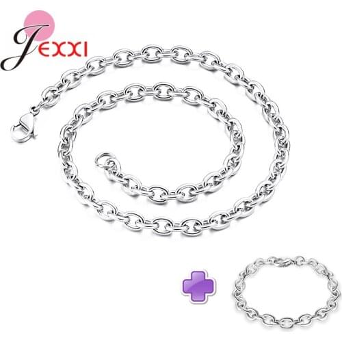 925 Sterling Silver Jewelry Set Twisted Rope Link Chain Necklace Bracelet Set for Women Men Party Wedding Best Gifts