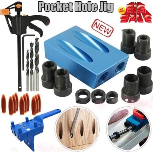 Pocket Hole Screw Jig 15 Degrees Dowel Drill Joinery Kit Carpenters Wood Woodwork Guides Joint Angle Locator Tool
