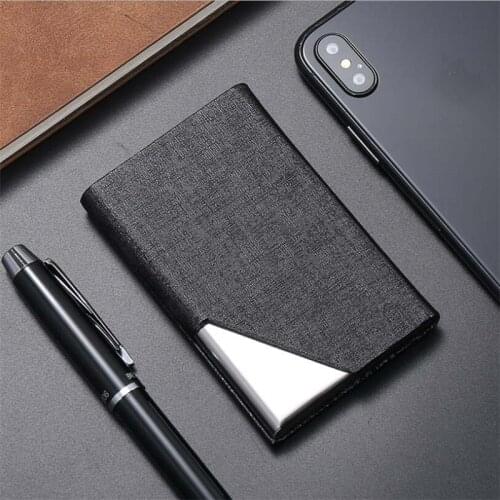 Wallet Business ID Credit Card Holder For Women Men Fashion Brand Metal Aluminum Card Case PU Leather Porte Carte