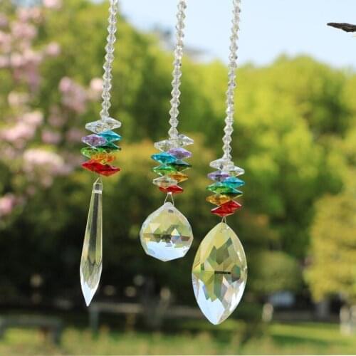 1PCS Chakra Crystal Suncatchers Chandelier Crystals Ball Prism Pendant Rainbow Maker Hanging Garden Home Decoration