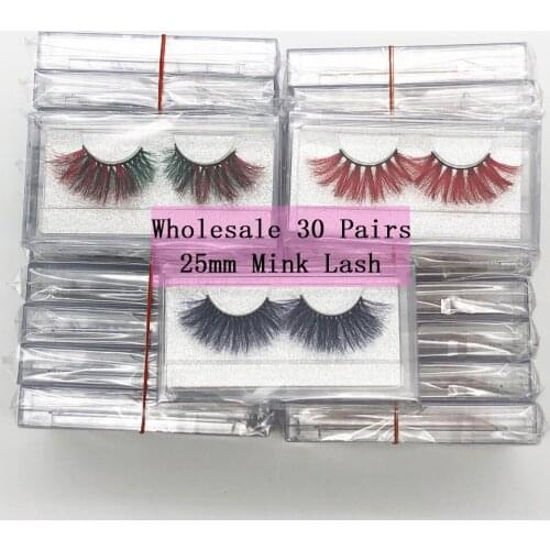 Makeup Wholesale Mink Eyelashes Beauty 25mm Mink Eyelashes Colorful 3D MinK Lashes Box Packaging False Eyelash Extension 5D Lash