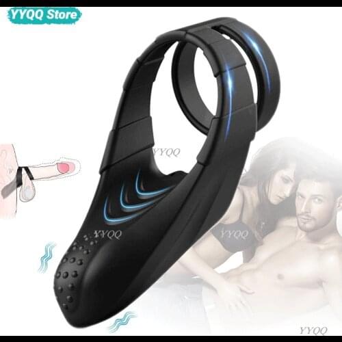 Male Vibrating Silicone Ring Penis Ring Lock Penis Sex Toy Delayed Ejaculation Vibrator Couple Sex Toy Adult Products for 18