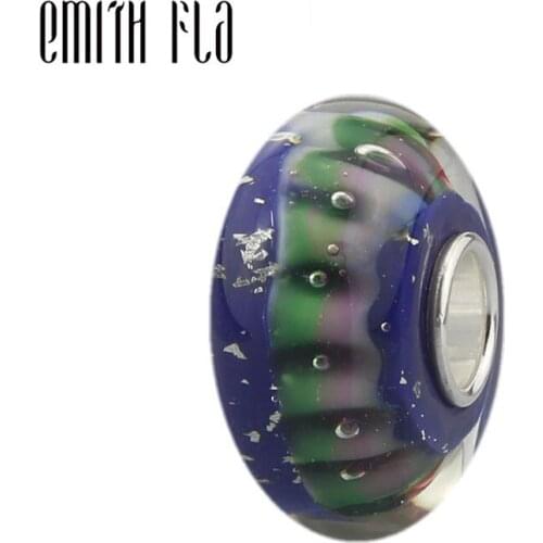 2018 New 925 Sterling Silver Sea Stripes Murano Glass Beads Charms DIY Fit For European Original Bracelets And Necklace DIY