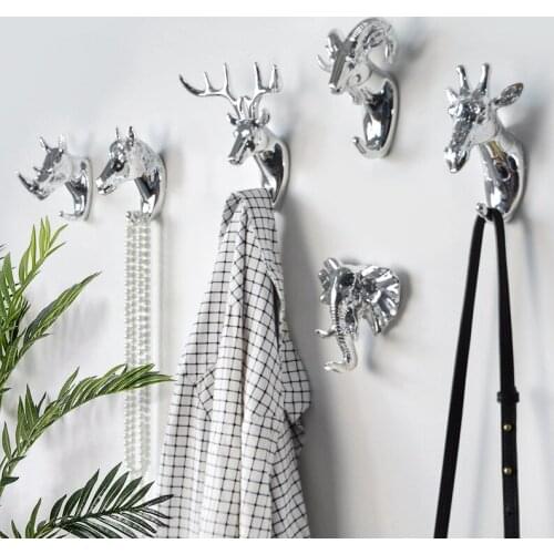 Wall Hanger Coat for Hat Hook Rack Holder Home Decor Europe Animal Shaped Hooks Deer Stags Rhino Horse Giraffe Elephant Head