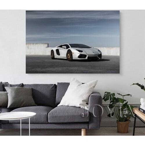 Supercar Aventador Sport Car Wall Art Posters Canvas Print With Wooden DIY Framed Painting For Living Room Decor Boys Gif