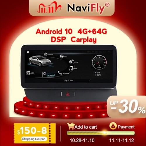 NaviFly Qualcomm 4G+64G Android 10 Car DVD Player Navigation GPS for Audi Q5 2009-2017 Carplay DSP 1920*720 WIFI BT 4G LTE