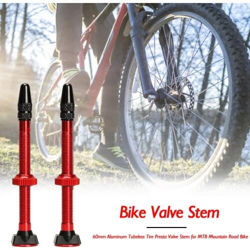 2pcs 60mm Bicycle Presta Valve Stem Aluminum Alloy Tubeless Tire French Valve Stem for MTB Mountain Road Bike MTB Nipple Tool