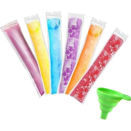 New Popsicle Molds, 160 Disposable Ice Molds,with Zip Seals, DIY Ice Bags for Yogurt Ice Candy,Comes with 1 Funnel(11X2in)
