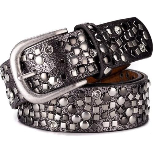 New womens belt Korean fashion rivet inlaid formal suit pants decorative belt fashion leisure trend