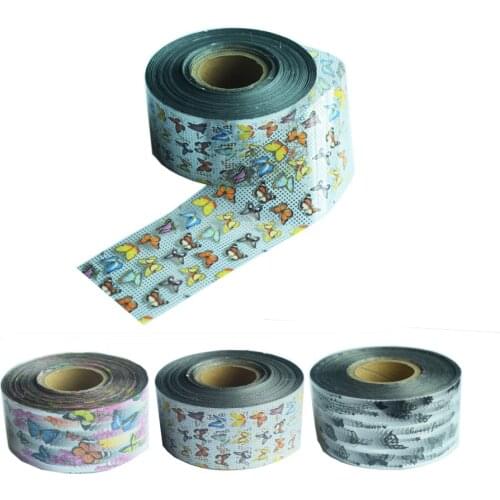 1Roll Butterfly Flower Nail Foil Transfer 100m*4cm Adhesive Wraps Paper Decal UV Gel Polish Sticker Nails Art Decor Manicure