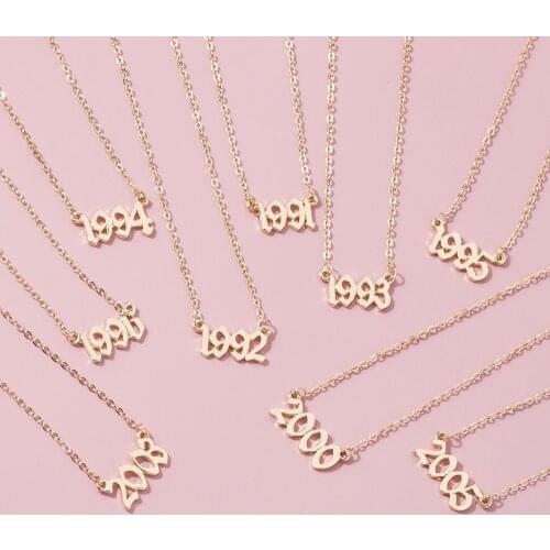 Personalize Year Number Necklaces for Women Custom Year 1995 1999 2000 Birthday Gift from 1991 to 2005