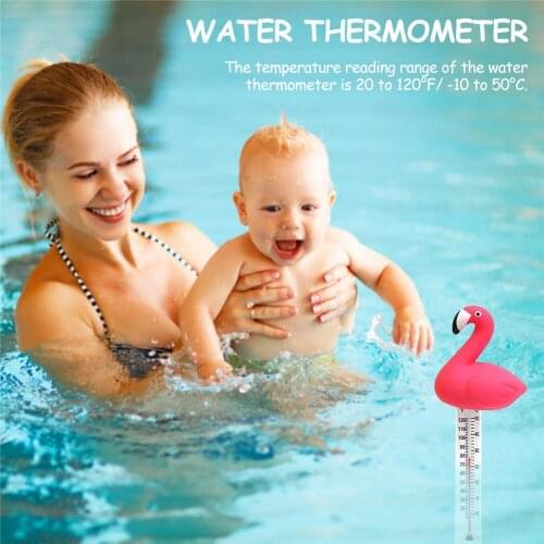 Swim Pool Floating Water Thermometer Gauge Flamingo Shape Floating Thermometers With String For Swimming Pools Spas Hot Tubs