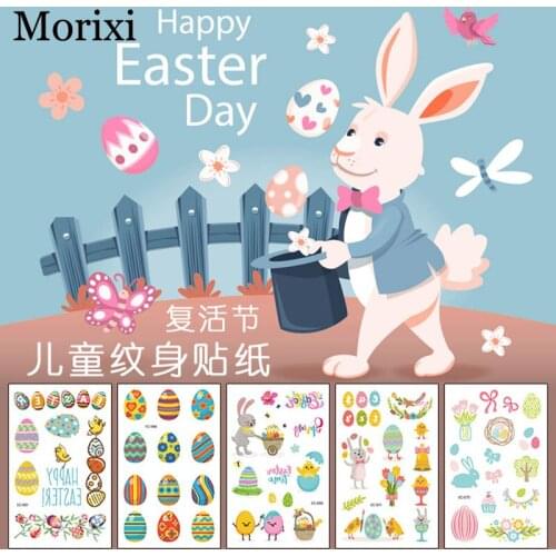 Cartoon tattoo sticker for kids coloful eggs rabbit gift for Easter day decoration water transfer temporary tattoo sticker RA076