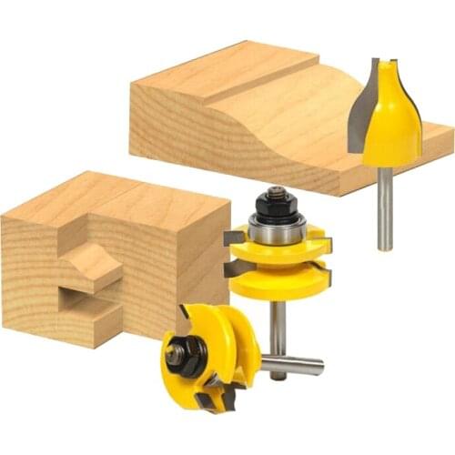 Rail and Stile w/ Vertical Panel Raiser 3 Bit Set Ogee 1/4" Shank Woodworking cutter Tenon Cutter for Woodworking Tools