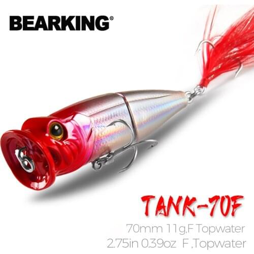 Bearking 5pcs/lot fishing lures,hard bait 5 assorted colors, bearking popper 70mm 11g, Floating topwater baits free shipping