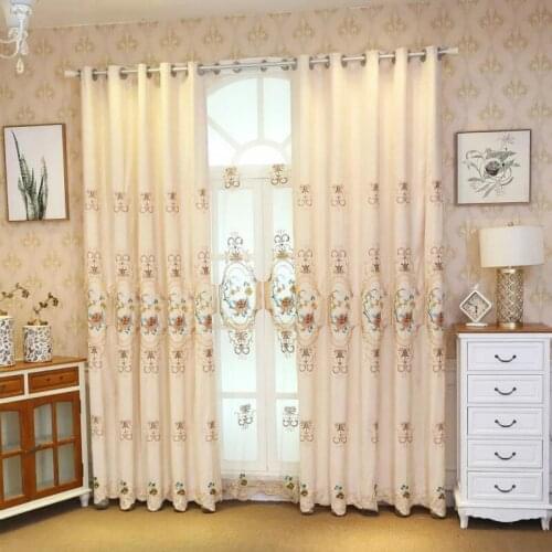 Chenille Velvet Curtains Luxury Coffee Blue Purple Beige Floral French Window Embroidered For Living Room Bedroom