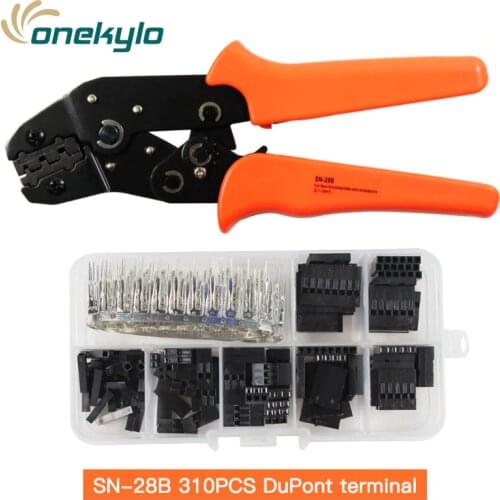 Sn-28b crimping plier for 2.54mm Dupont Crimp Pin Conector Pin Header Wire Jumper and Male Female Crimp Pins 310pcs tool Kit