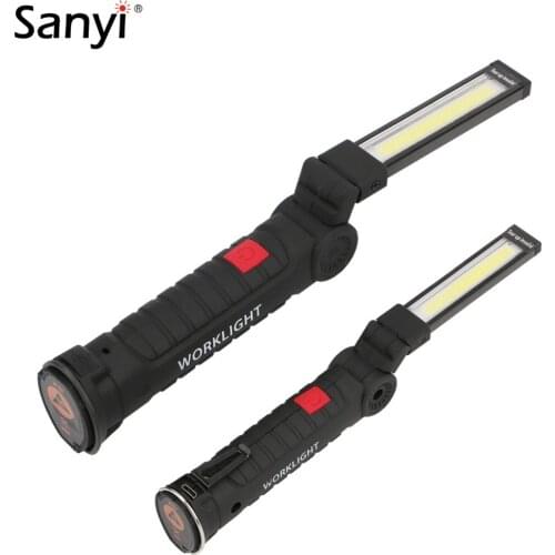 COB LED Multifunction Working Inspection Light Portable Maintenance Flashlight Hand Torch Lamp With Magnet Hook Built-in Battery