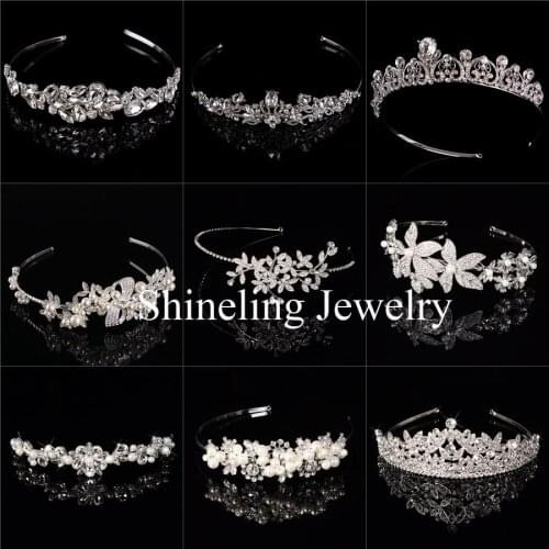 SLBRIDAL Gorgeous Art Deco Wedding Tiara Headband Crown Rhinestones Tiara Bridal Headpiece Pearls Hair accessories Bridesmaids