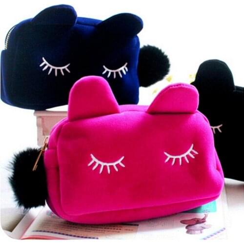 Women Cosmetic Pouch Bags Fashion Ladies Makeup Organizer Clutches Purses Wallets Bags Cute Cat Bag Bolsa Feminina