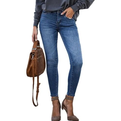 Women Jeans High Waist Blue Pencil Pants Jeans High Elastic Skinny Stretchy Spring Trousers Female