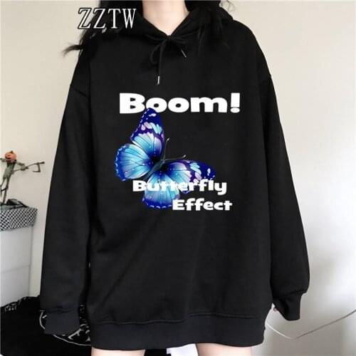 Gothic Tops Purple Butterfly Hoodies Womens Sweatshirts Harajuku Hoodie Hooded Pullover Tops Blouse with Pocket Hot Fashion Girl
