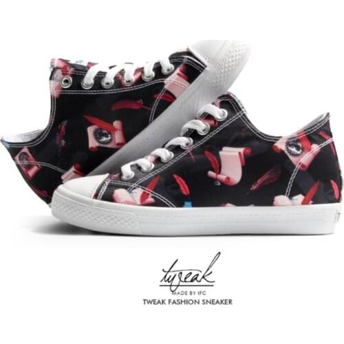 Tweak Womens Shoes Spring and Summer New Graffiti Low Canvas Shoes Womens Invisible Womens Shoes