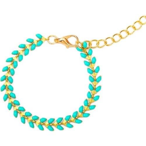 Full Green Little Drip Stones Golden Bracelets for Women