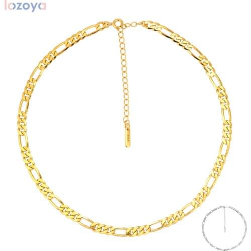 LOZOYA 925 Sterling Silver 5mm Thick Chain Luxury Women Choker Luxury Lock Large Necklace European Rock Punk Jewelry For Women