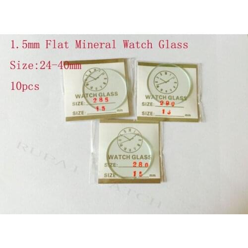 Free Shipping 10pcs 1.5mm Thick 24-40mm Flat Watch Mineral Crystal Glass for Watchmakers