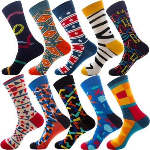 300 Style Casual Men Socks Fashion Design Plaid Colorful Happy Business Party Dress Funny Woman Cotton Socks Christmas Gift