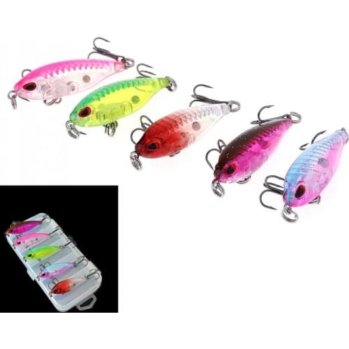5pcs/box Fishing Lure 2-4.5g 4.2-5cm Minnow Popper Crank Pencil VIB with 3D Eyes and Steel Ball