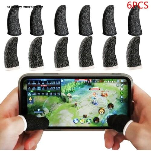 6Pcs Mobiele Game Zweet-Proof Vingers Handschoenen Touch Screen Duimen Vinger Mouw