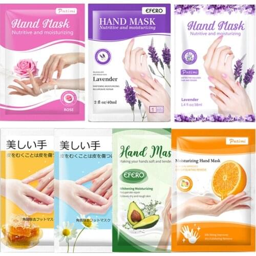 7Packs Rose Lavender Hands Mask Whitening Moisturizing Repair Exfoliating Hand Patches Spa Gloves Calluses Anti-Aging Hand Mask