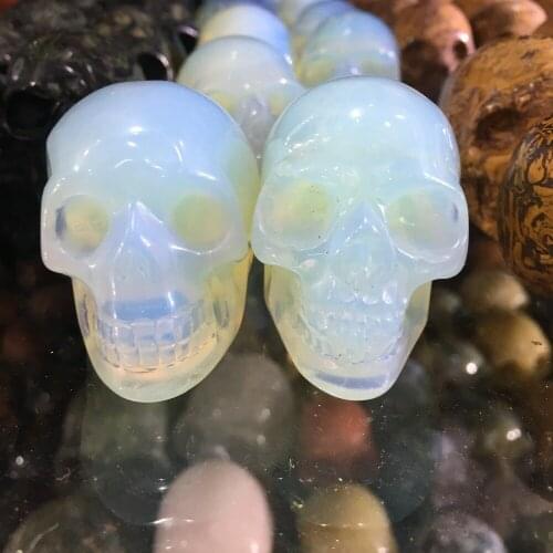 90g Natural Opal Handmade Skull Crystal Healing Reiki Home Decor Stone 1pcs