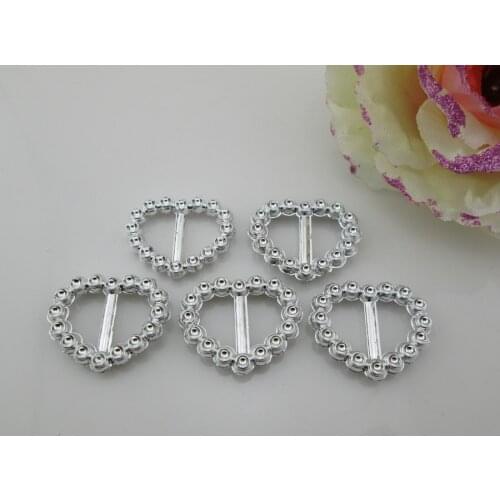 AB40 13mm)20pcs Fashion Plastic Heart Acrylic Ribbon Buckle Slider